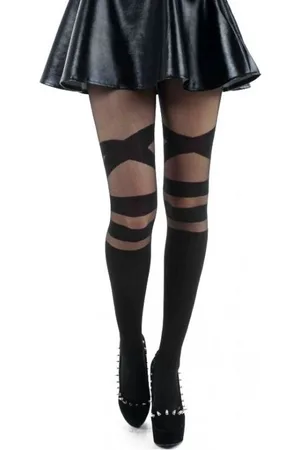 Gothic Cross Faux Thigh High Tights