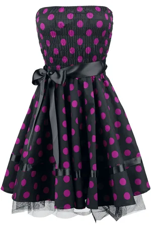 H&R London Miniabito Rockabilly di - Big Purple Dots - S a 3XL - Donna
