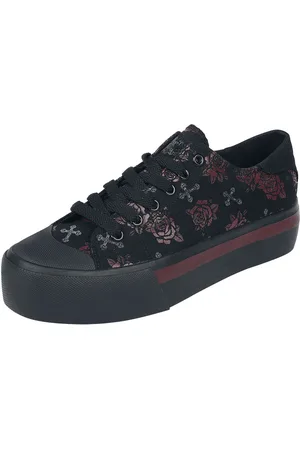 Rock Rebel Sneaker di - LowCut platform trainers with cross and rose print - EU37 a EU41 - Donna