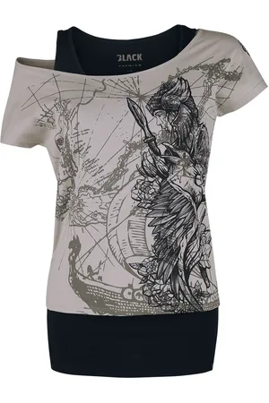 EMP T-Shirt di - Double-Layer-T-Shirt with Detailed Front Print - S a L - Donna