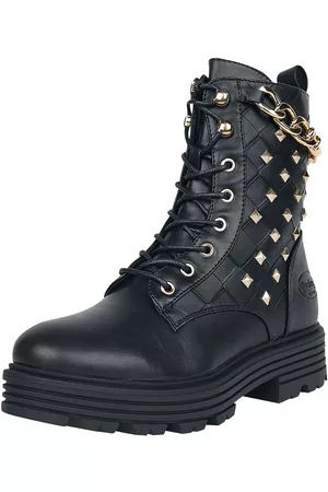 Dockers Lace-up boots with chain and rivets - Stivali - Donna - nero