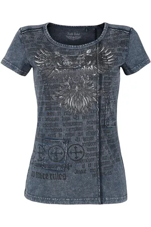 Rock Rebel T-Shirt di - Blue T-shirt with Wash and Print - S a 3XL - Donna