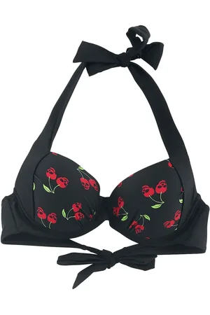Rock Rebel Reggiseno bikini di - Black Bikini Top with Rockabilly Print - S a XXL - Donna