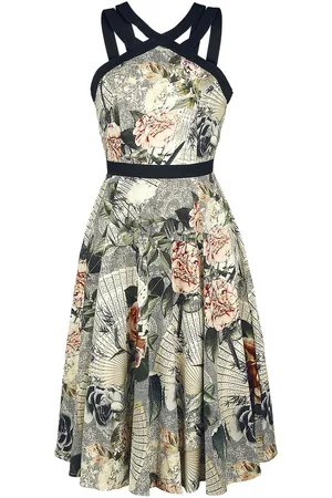 H&R London Abito media lunghezza Rockabilly di - Ancient Roses - S a 4XL - Donna