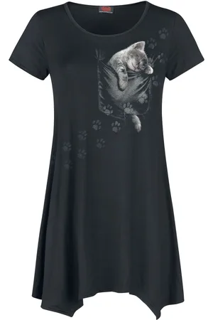 Spiral T-Shirt Gothic di - Pocket Kitten - S a M - Donna