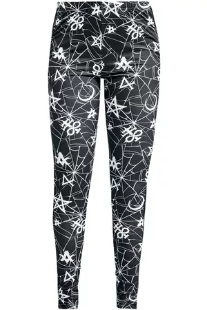 EMP Leggings Gothic di - Leggings with spiderweb and occult ornaments - S a M - Donna
