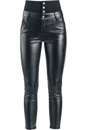 Forplay Pantaloni in similpelle di - High Waist Imitation Leather Trousers - W29L32 a W38L34 - Donna