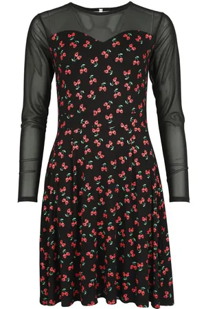 Rock Rebel Abito media lunghezza di - Mesh dress with cherries - S - Donna