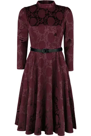 H&R London Abito media lunghezza di - Chevron Red Swing Dress - XS a L - Donna