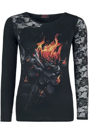 Spiral Maglia Maniche Lunghe Gothic di - Flaming Rose - S a XXL - Donna