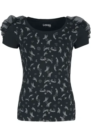Gothicana T-Shirt Gothic di - Gathered t-shirt with all-over print - S a XL - Donna