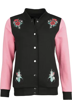 Rock Rebel Giacca in stile College Rockabilly di - Varsity sweat jacket with skull prints - S a XL - Donna