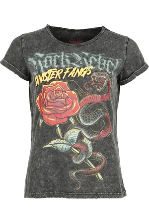 Rock Rebel T-Shirt di - T-shirt with old school snake and puff print - M - Donna