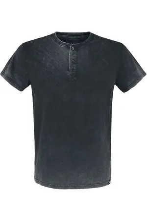 EMP T-Shirt di - T-Shirt with Wash and Button Placket - S a 5XL - Uomo