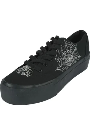 Gothicana Sneaker Gothic di - LowCut Plateau Trainers With Spiderweb Embroidery - EU37 a EU41 - Donna