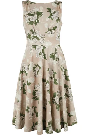 H&R London Abito media lunghezza Rockabilly di - Viola Floral Swing Dress - XS a 4XL - Donna
