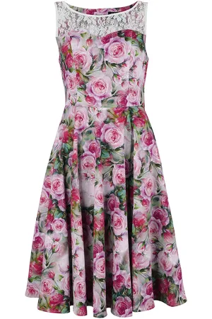 H&R London Abito media lunghezza Rockabilly di - Lola Floral Swing Dress - XS a M - Donna
