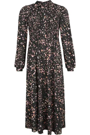 QED London Abito media lunghezza Rockabilly di - Shirred bust ditsy floral shirt midi dress - M - Donna