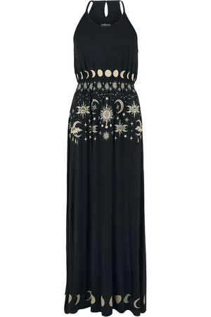 Gothicana Abito lungo Gothic di - Maxi-Dress with Sun, Moon and Stars Print - S a XXL - Donna