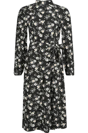QED London Abito media lunghezza Rockabilly di - Daisy tie wrap side split midi dress - XS a L - Donna
