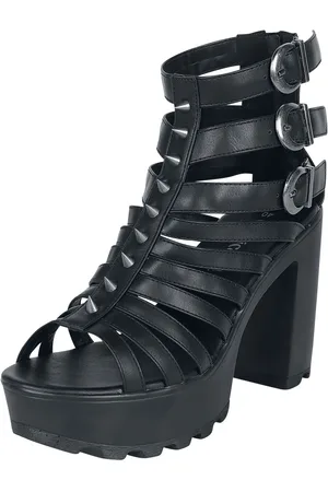 Gothicana Tacco alto Gothic di - Black High Heels with Straps and Studs - EU37 a EU41 - Donna