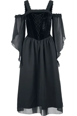 Gothicana Abito lungo Gothic di - Dress with Embroidery and Lace - S a XL - Donna