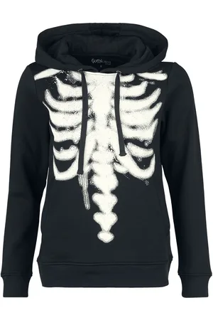 Gothicana Felpa con cappuccio Gothic di - Hoodie with ribcage print - S a XL - Donna