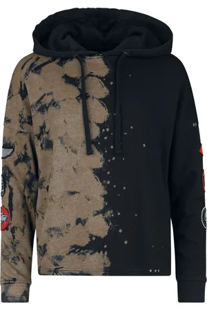 Rock Rebel Felpa con cappuccio di - Hoodie Spray Bleach Look - S a XXL - Donna