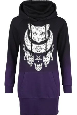 Gothicana Miniabito Gothic di - Hoodie Dress with Cat Print - S a L - Donna