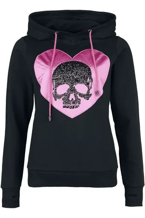 Rock Rebel Felpa con cappuccio di - Hoodie with Sequin Skull - S a M - Donna