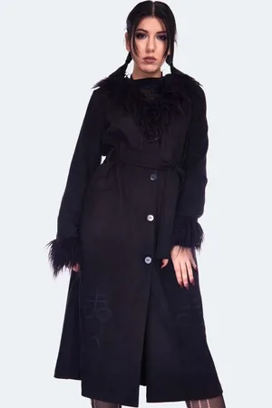 Jawbreaker Cappotti Rockabilly di - Spirited Embroidered Maxi Suede Coat - M a XXL - Donna