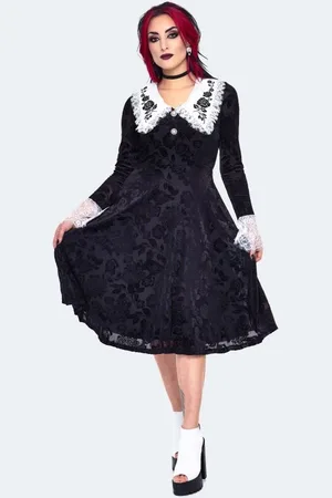 Jawbreaker Abito media lunghezza Gothic di - Velvet Lace Collar Dress - XS a M - Donna