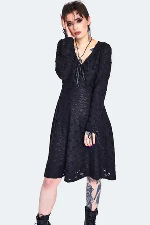 Jawbreaker Miniabito Gothic di - Venom Print Distressed Skater Dress - S - Donna