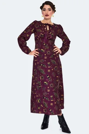 Voodoo Vixen Abito lungo Gothic di - Mystical Print Midi Dress - XS a L - Donna