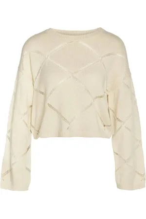 Noisy May Felpa di - NMJUNE L/S O-NECK CROP KNIT NOOS - M - Donna