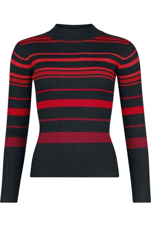 Jawbreaker Maglione Gothic di - High Neck Red Shades Stripe - S a XXL - Donna