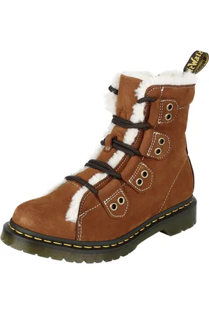 Dr. Martens Stivali di - 1460 LTT FL - Tan E.H Suede & Tan Buttersoft Wp & Natural Fine Borg - EU36 a EU39 - Donna
