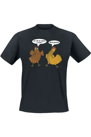 Fun Shirts T-Shirt Magliette Divertenti di - Why are we chicken so funny? Becauuuuse!! - M a 3XL - Uomo
