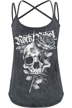 Rock Rebel Top di - Top with Vintage Wash and Print - S a 5XL - Donna