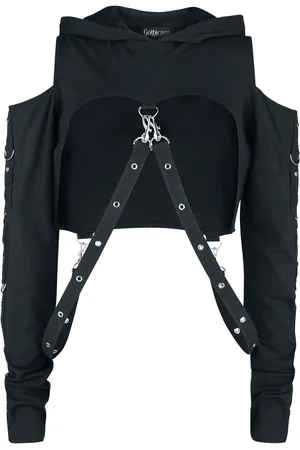 Gothicana Felpa con cappuccio Gothic di - Cropped Hoodie with Straps - S a XXL - Donna