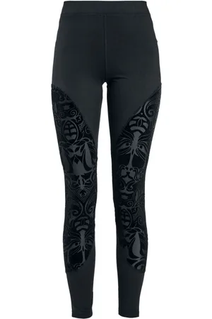 Gothicana Leggings Gothic di - Leggings with semi-transparent inserts and flock print - S a 5XL - Donna