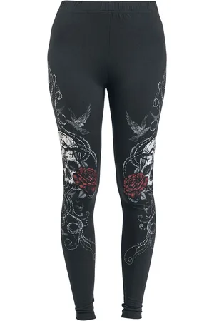 EMP Leggings di - Leggings With Skull And Roses Print - S a XXL - Donna