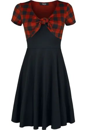Rock Rebel Miniabito Rockabilly di - Rock Rebel Tie-Front Dress with Checked Pattern - S a XXL - Donna
