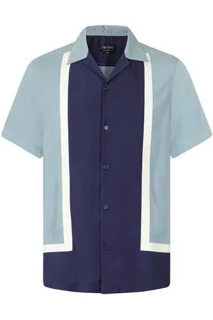 Chet Rock Camicia Maniche Corte Rockabilly di - Walter Contrast Panel Bowling Shirt - S a XXL - Uomo