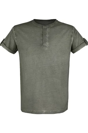 EMP T-Shirt di - Green T-shirt with Buttons and Turn-up Sleeves - M a 5XL - Uomo