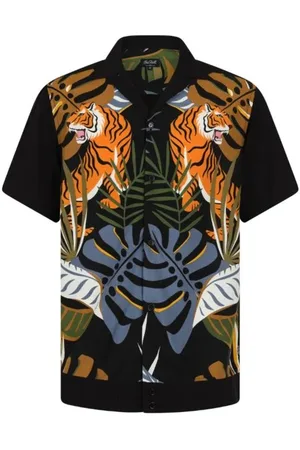 Chet Rock Camicia Maniche Corte Rockabilly di - Tiger Shirt - S a XXL - Uomo