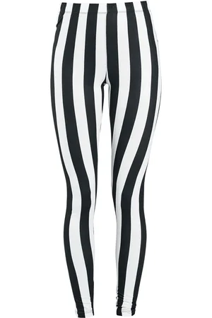 Gothicana Leggings Gothic di - Black/White Striped Leggings - S a 5XL - Donna