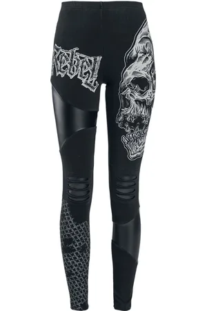 Rock Rebel Leggings di - Rock-Style Leggings with Prints, Cut-Outs and Faux-Leather Inserts - S a 5XL - Donna