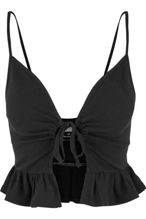 Urban classics Top di - Ladies Waffle Pique Ruffle Top - XS a 4XL - Donna