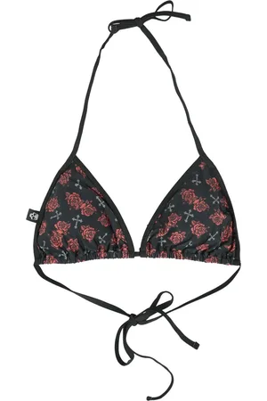 Rock Rebel Reggiseno bikini di - Bikini Top With Cross And Roses Alloverprint - M a XXL - Donna